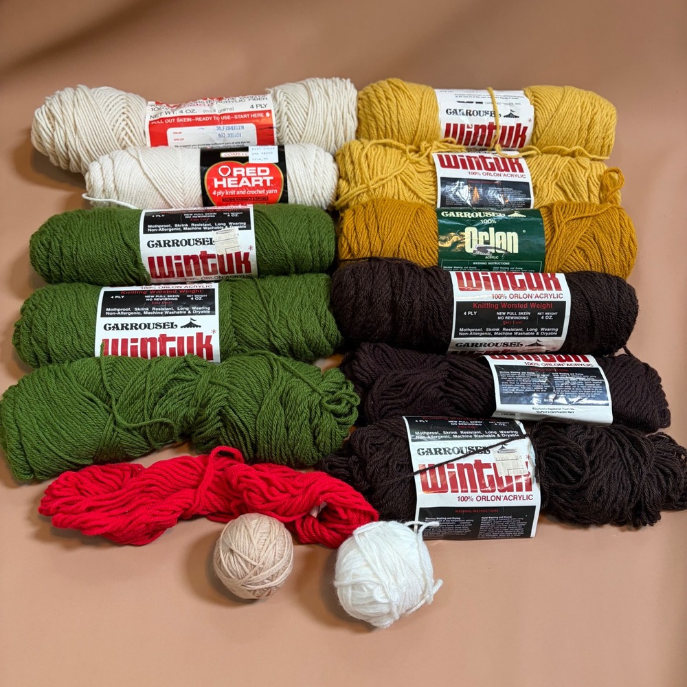 Vintage Wintuk Carrousel Red Heart Wondura Yarn Lot 2.5lbs Orlon Acrylic 4 Ply